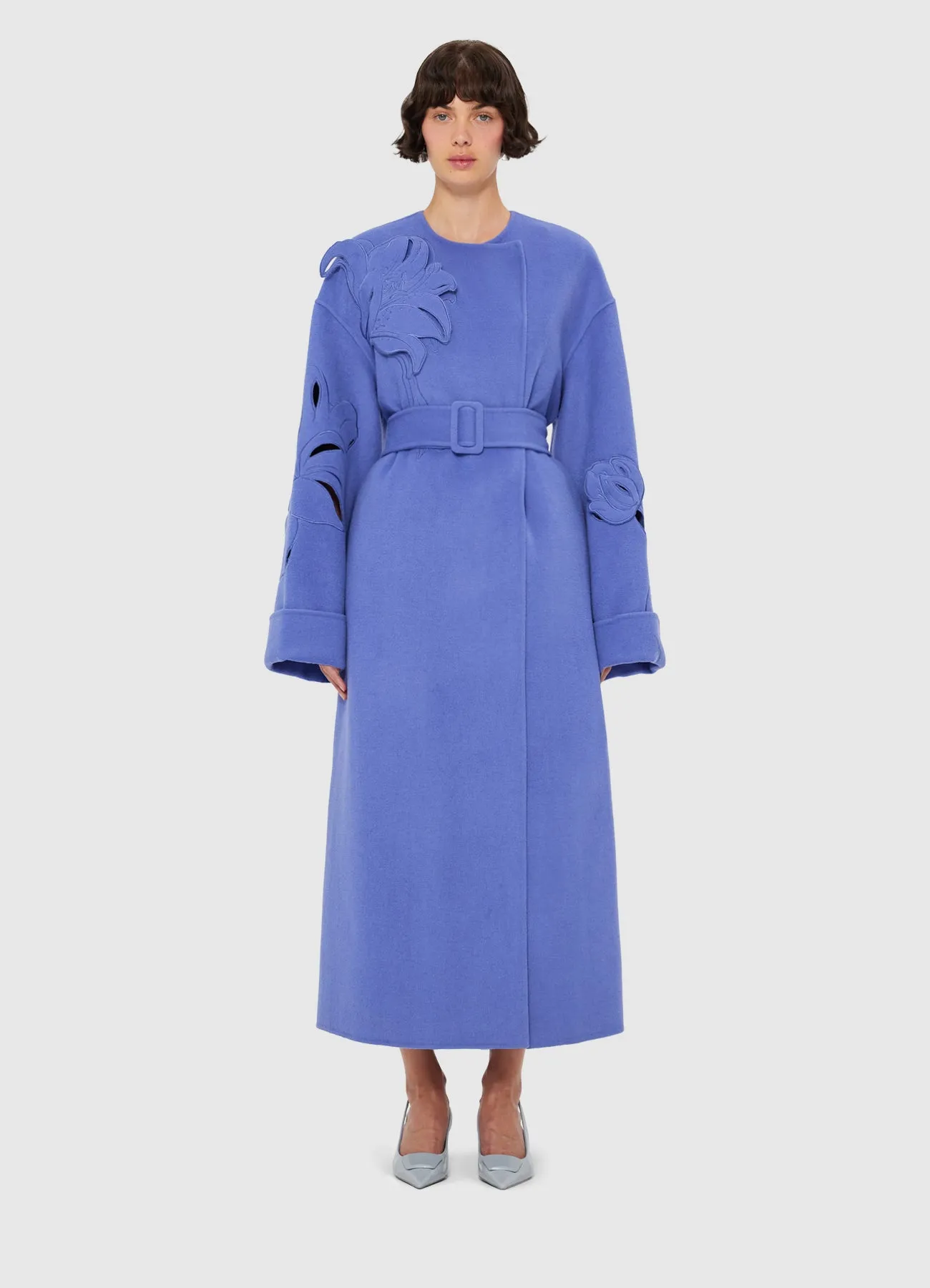 Celestine Appliqué Wool Coat - Moonlight