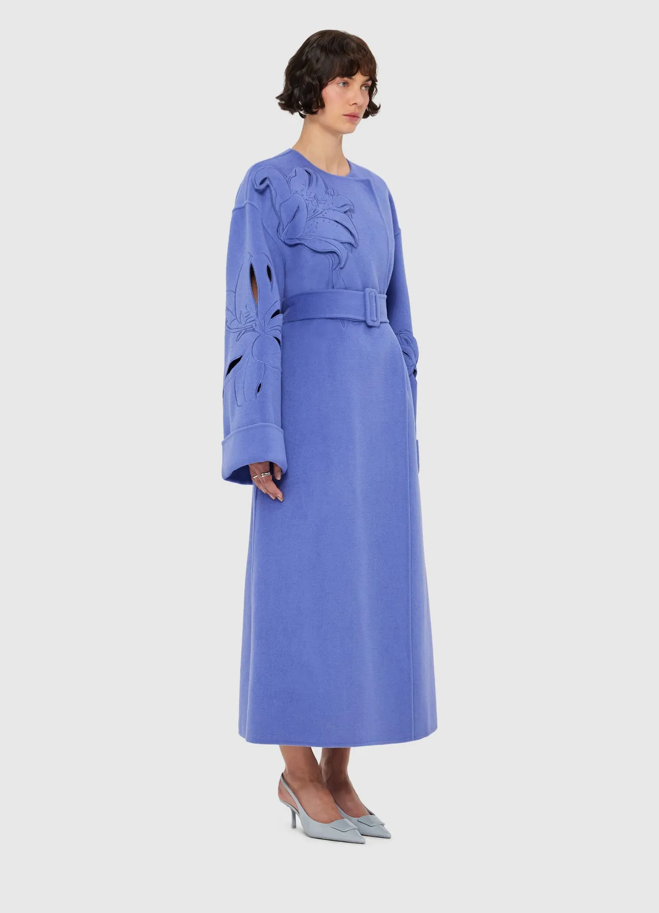 Celestine Appliqué Wool Coat - Moonlight