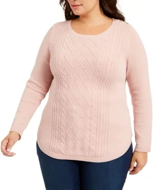 Charter Club Plus Size Cable-Knit Sweater Ballet Ribbon