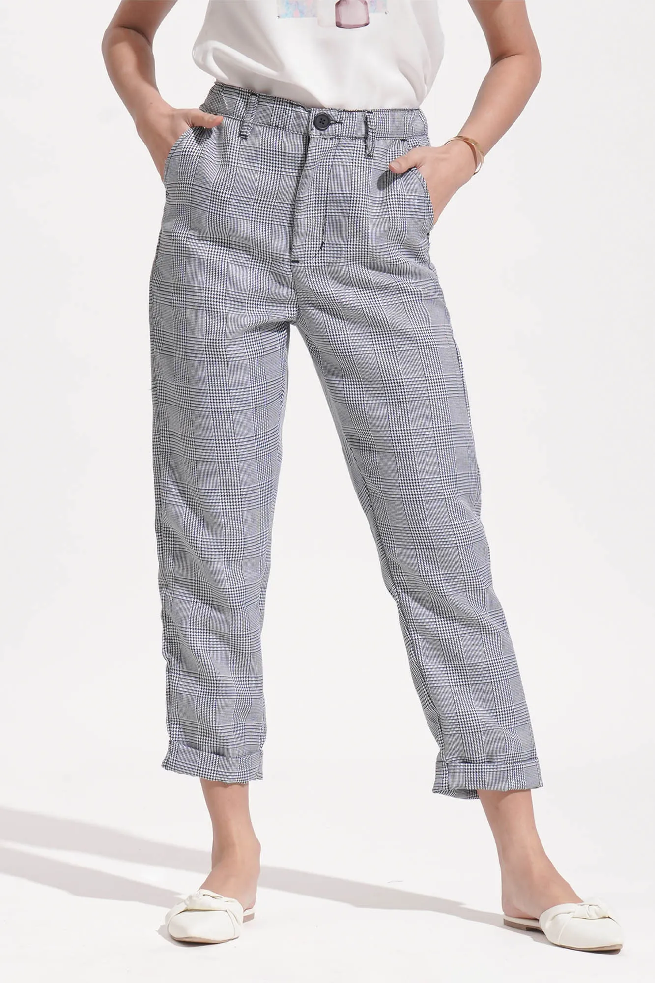 Checkered Ankle Length Cozy Pants