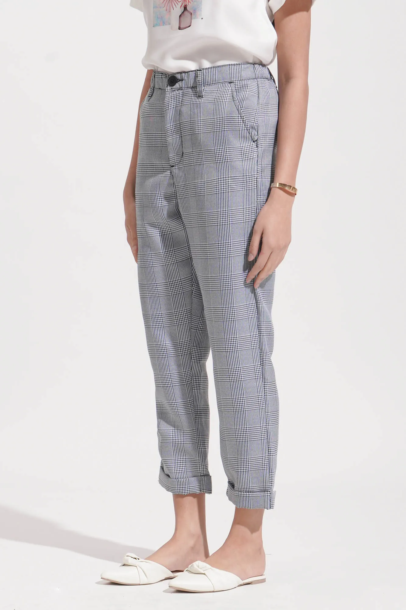 Checkered Ankle Length Cozy Pants