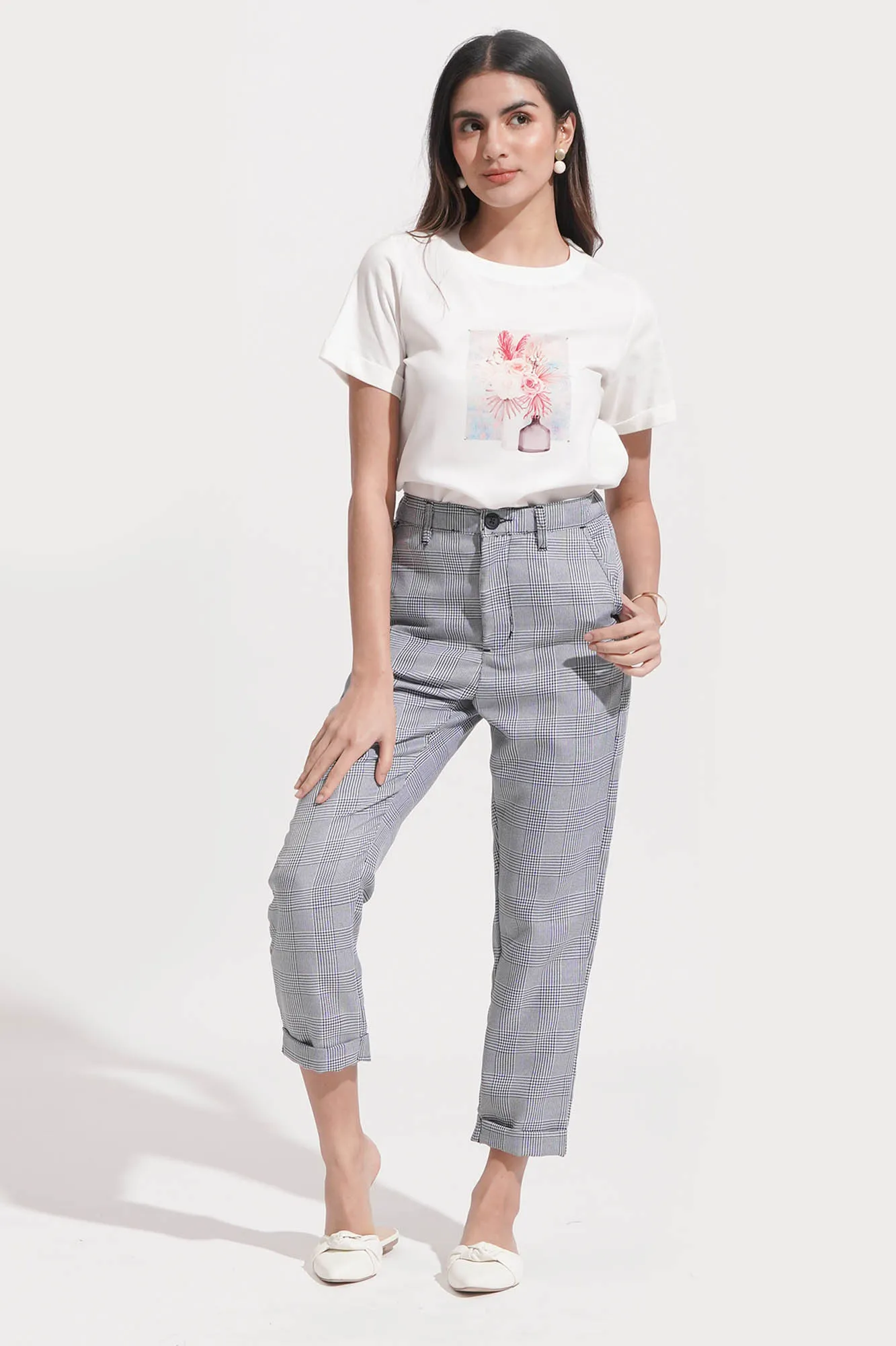 Checkered Ankle Length Cozy Pants
