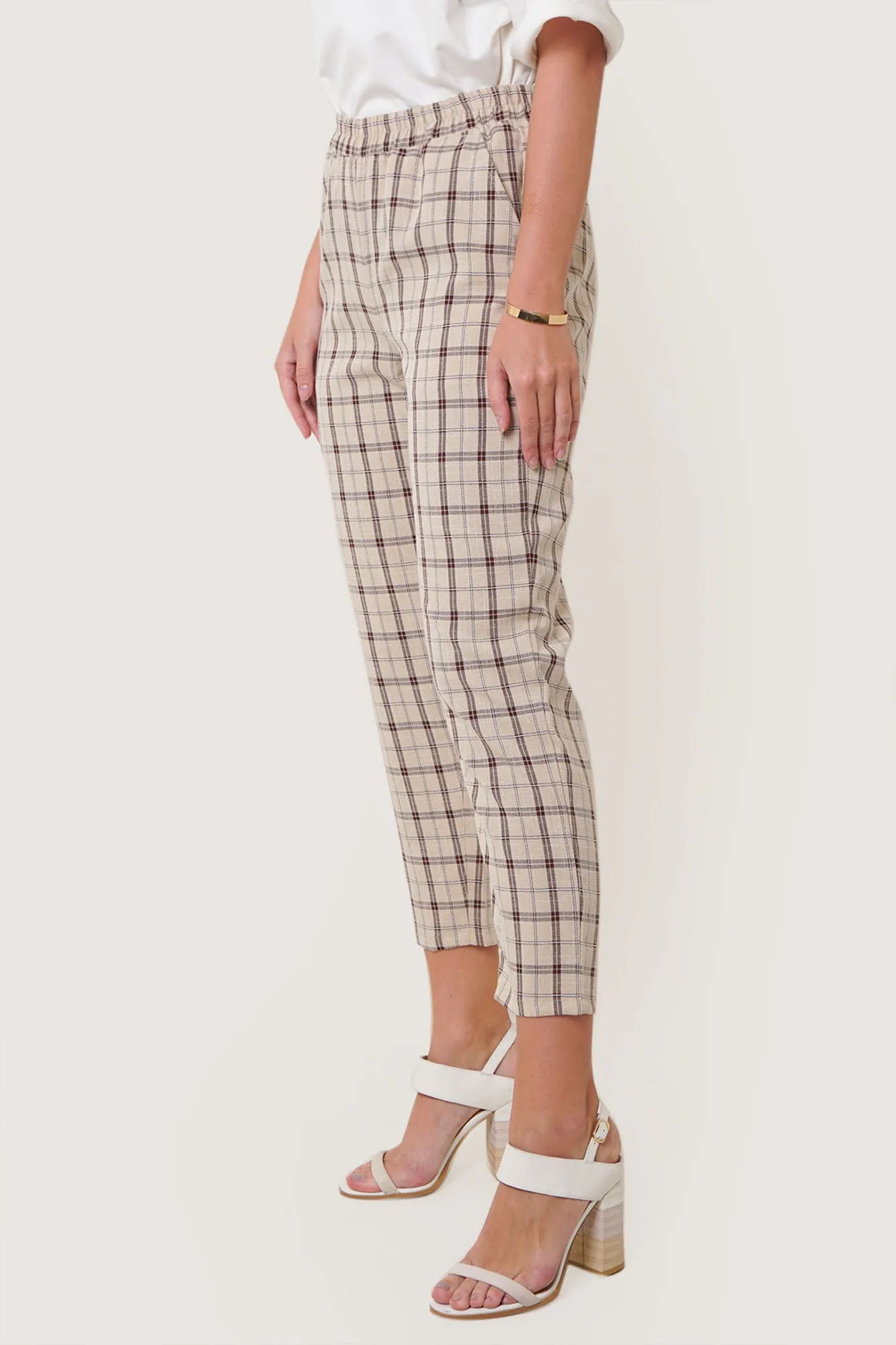 Checkered Ankle-Length Pull Up Cozy Pants