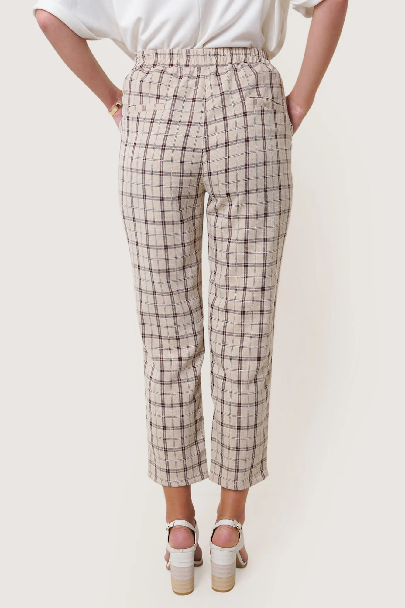 Checkered Ankle-Length Pull Up Cozy Pants
