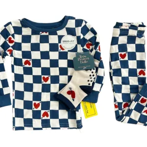 Checkered Love Bamboo Pajama Set with Socks