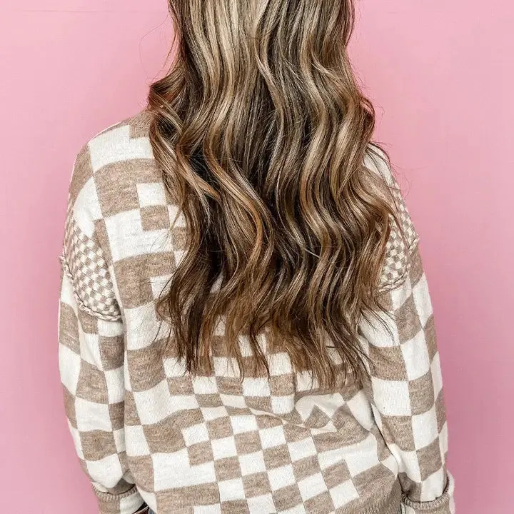 Checkered Round Neck Sweater