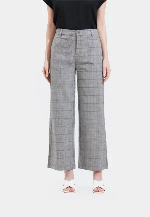 Checkered Straight Leg Trousers