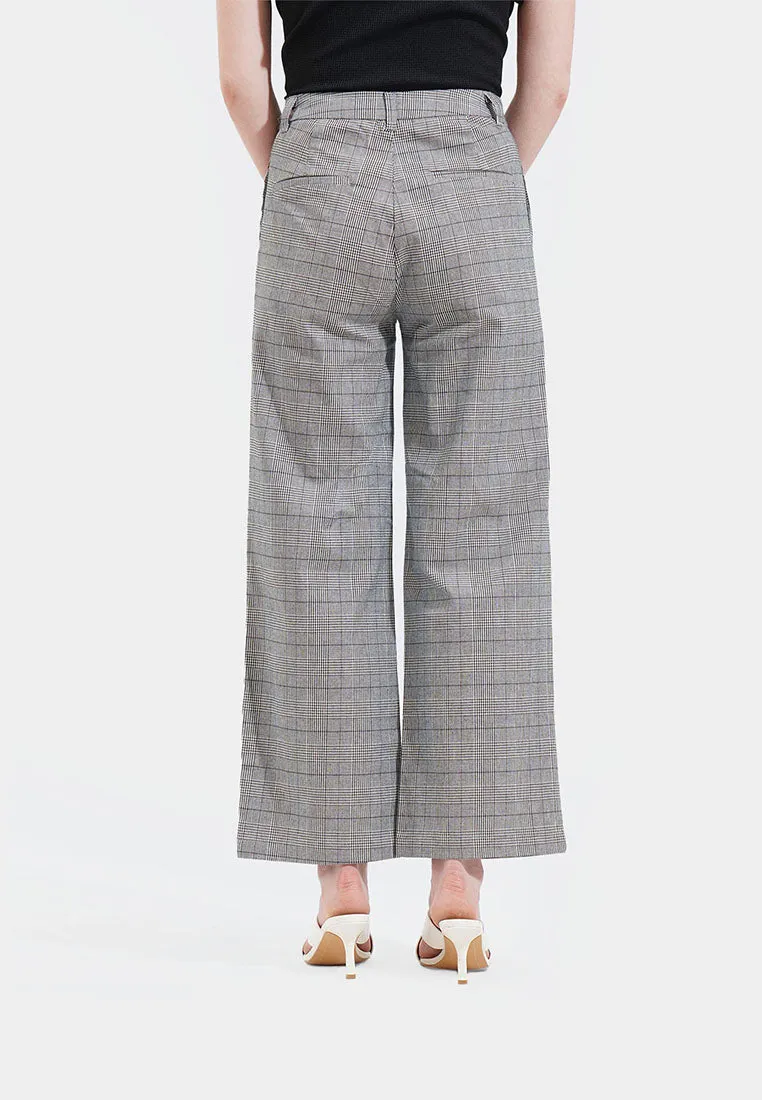 Checkered Straight Leg Trousers