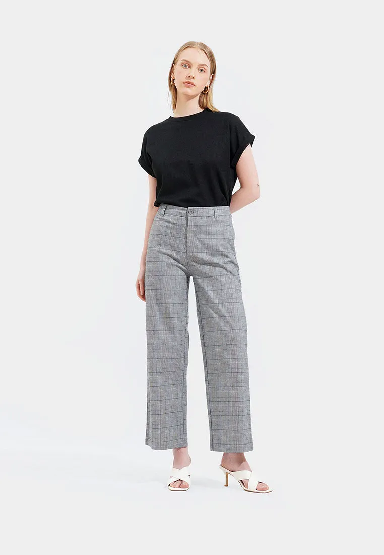 Checkered Straight Leg Trousers