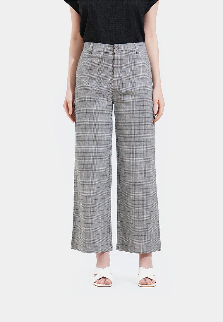 Checkered Straight Leg Trousers