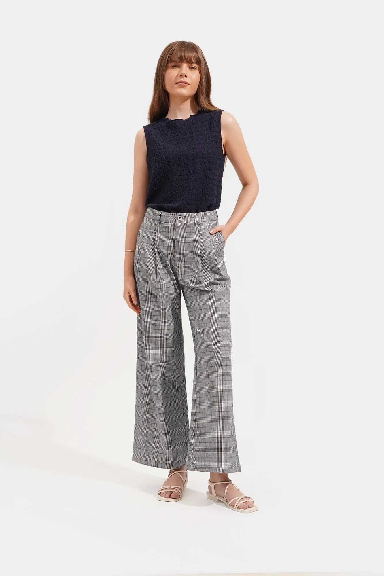 Checkered Wide Leg Trousers
