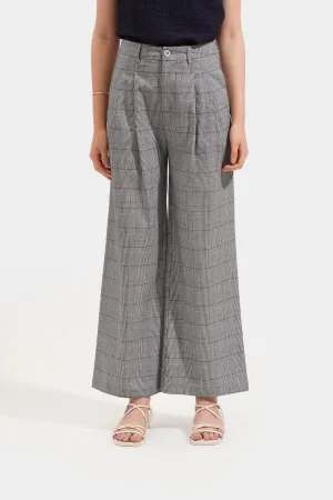 Checkered Wide Leg Trousers