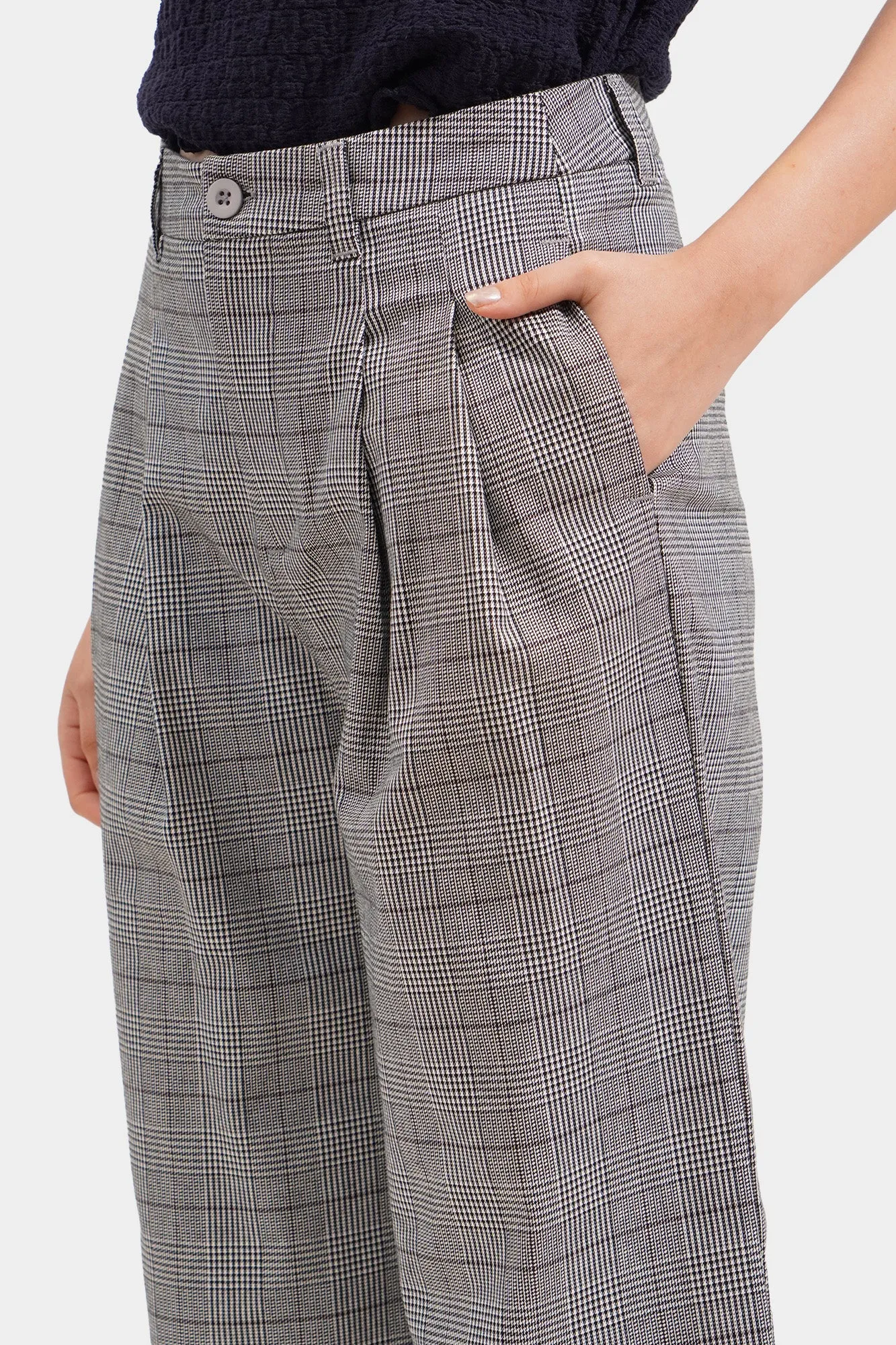 Checkered Wide Leg Trousers