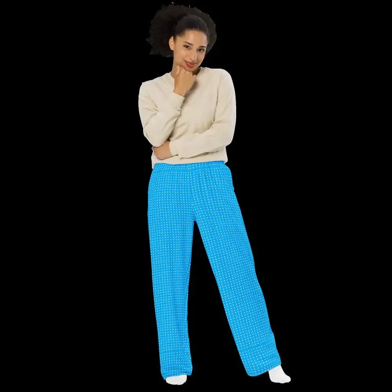 Chic Blue Polka Dots Wide Leg Pants