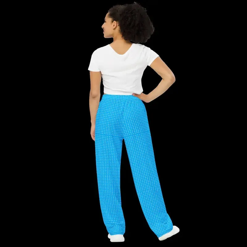 Chic Blue Polka Dots Wide Leg Pants