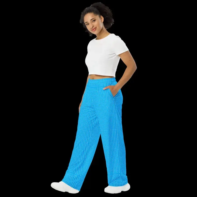 Chic Blue Polka Dots Wide Leg Pants