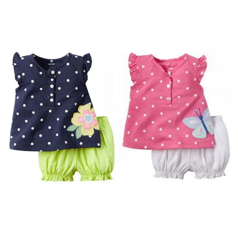 Children Girls Clothing Set Cute Short Sleeve Tops Short Pants Outfit Clothes NW