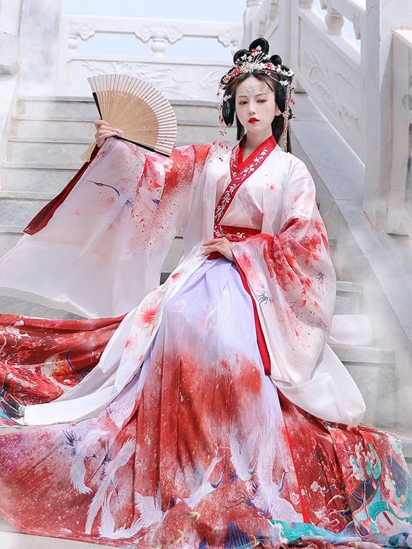 Chinese Style Lolita OP Dress 3-Piece Set Eric White Long Sleeves Polyester Lolita Dress Outfit