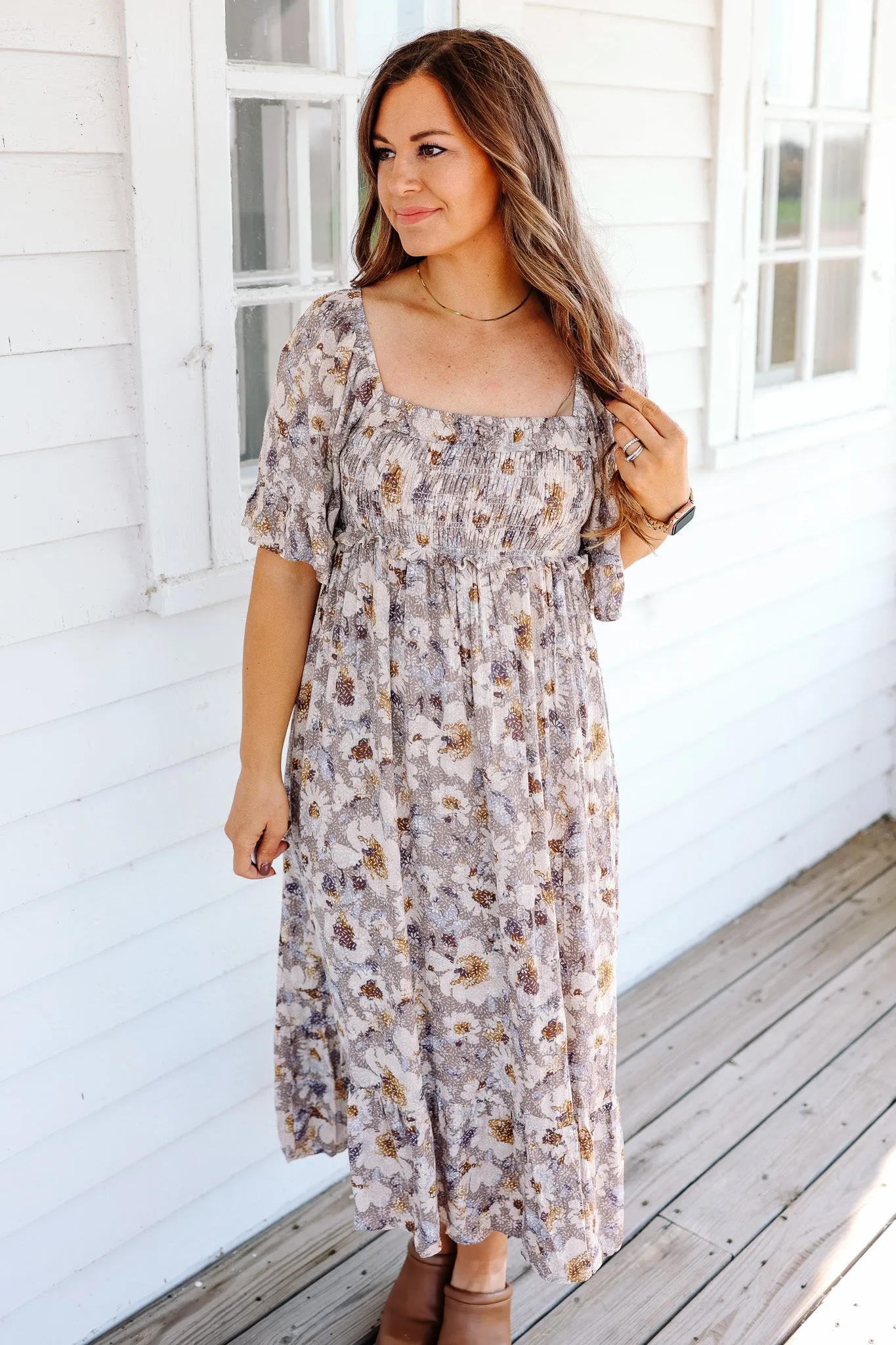 Cierra Flutter Sleeve Midi Dress