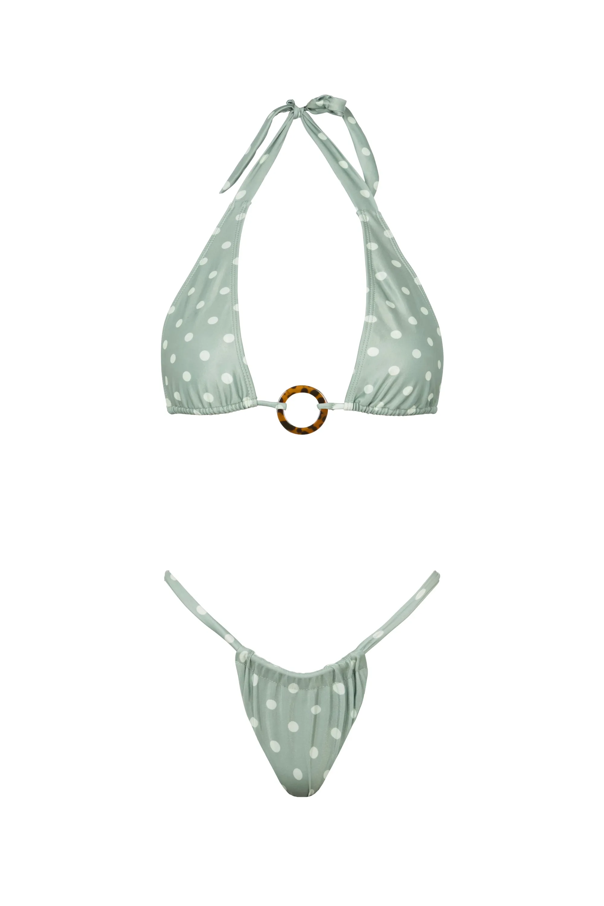 CINDY BIKINI TOP IN GREEN POLKA DOT