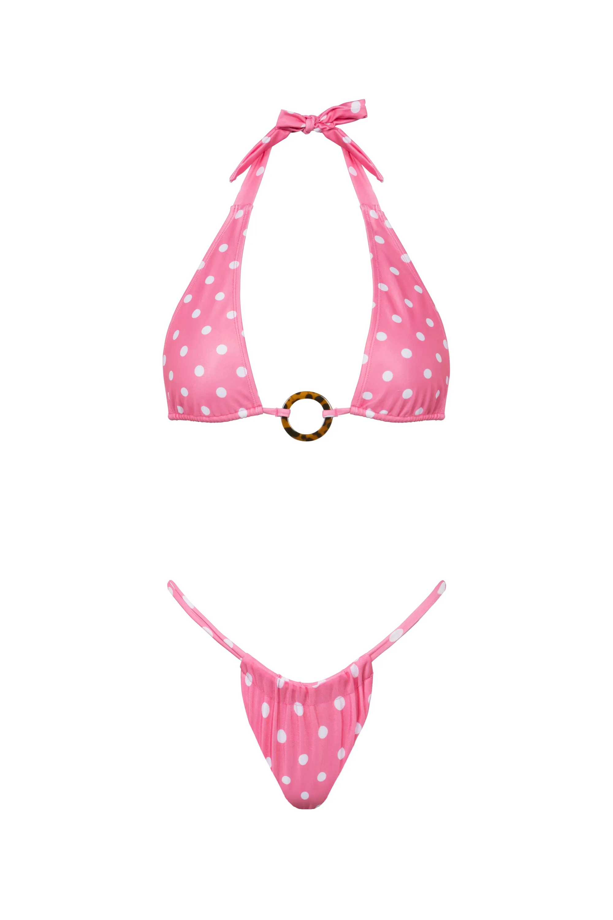 CINDY BIKINI TOP IN PINK POLKA DOT