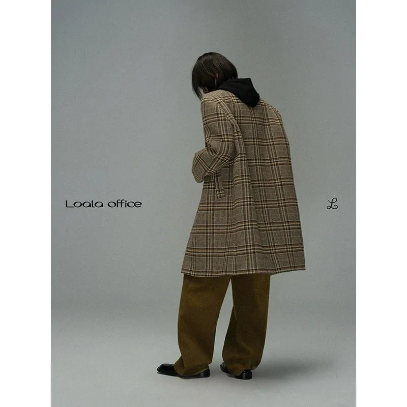 Classic Plaid Quilted Wool Coat