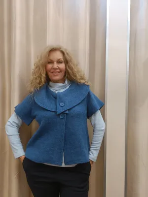 Collared Crop Coat Denim