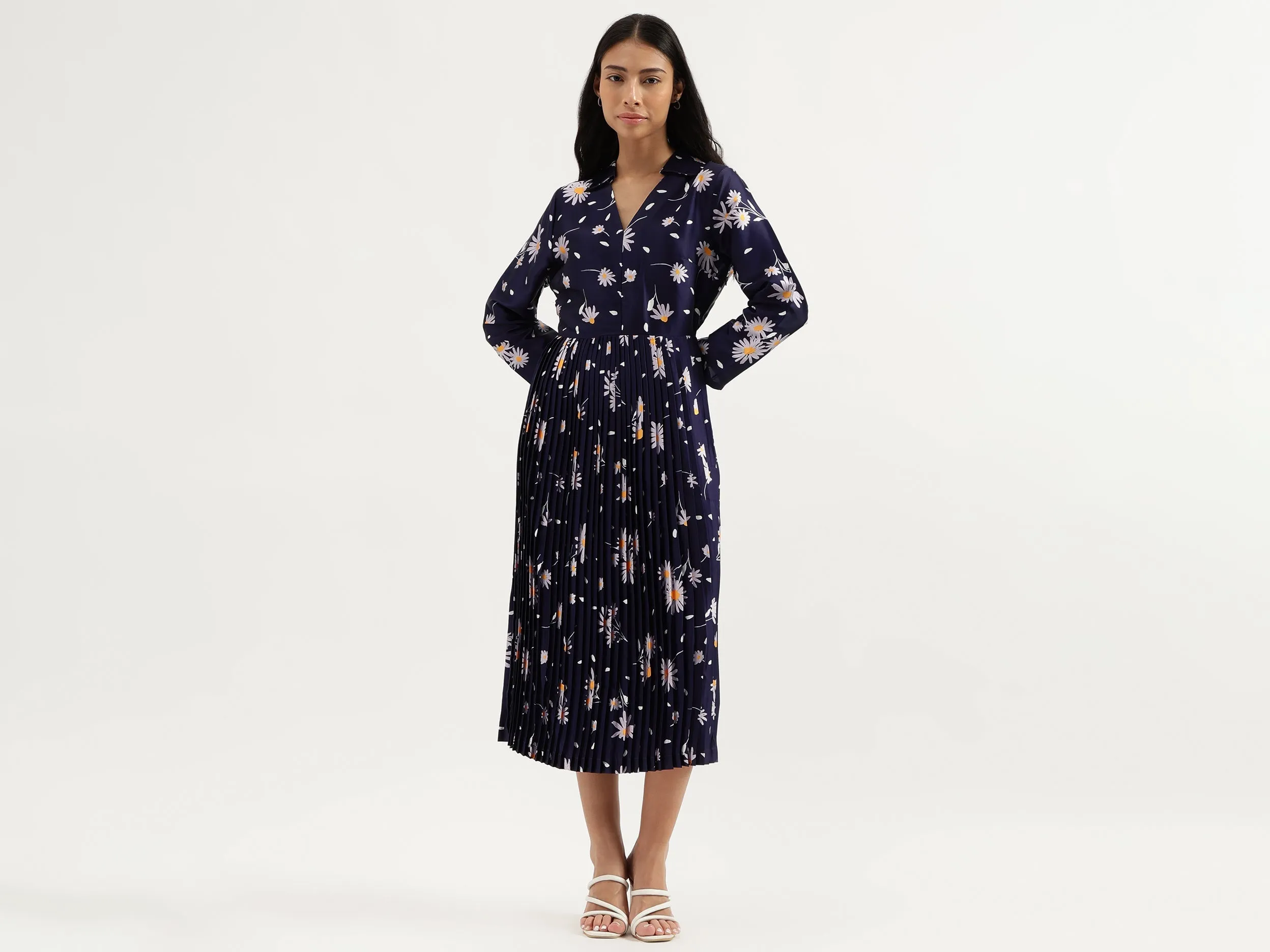 Collared Floral Print Dresses
