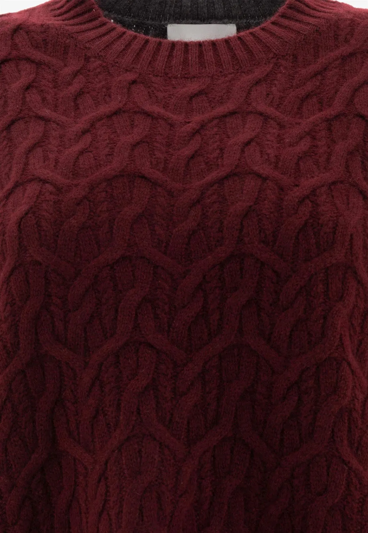 Colorblocked Cable Knit Wool Sweater