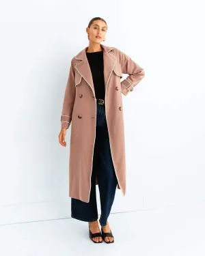 CONTRAST PIPING TRENCHCOAT