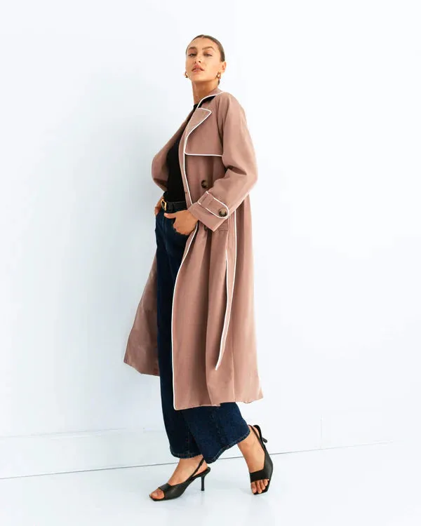 CONTRAST PIPING TRENCHCOAT