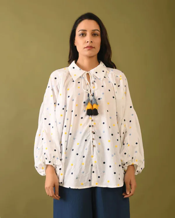 Cotton Dotted Embroidered Top