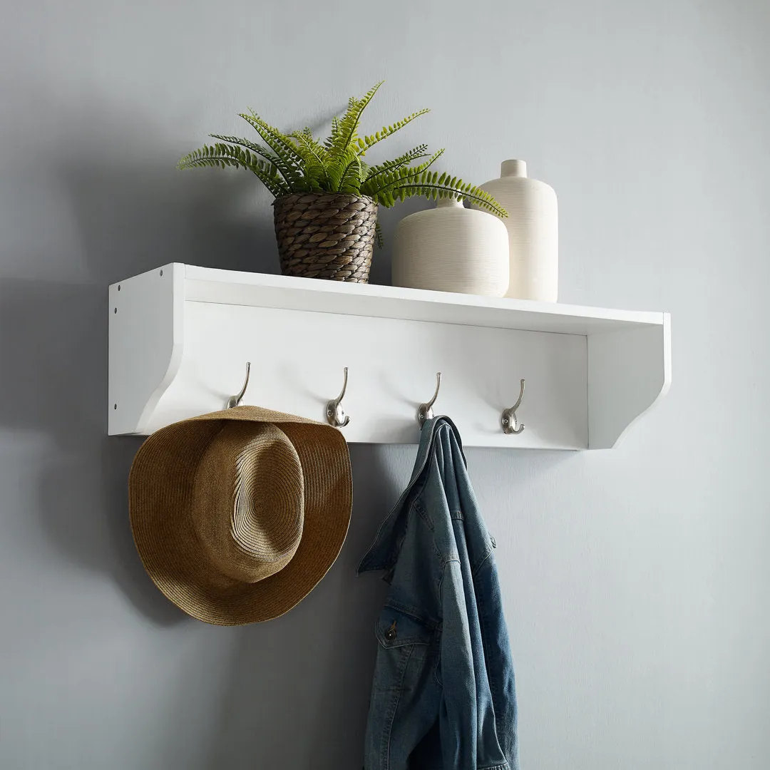 Crestshire 1 Piece Rectangle Floating Shelf with Hooks Laurel Foundry Modern Farmhouse® Finish: White