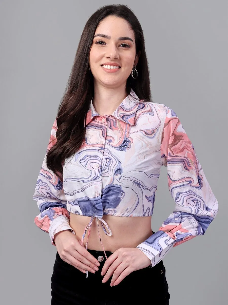 crop tops for Women western wear Marble Pink