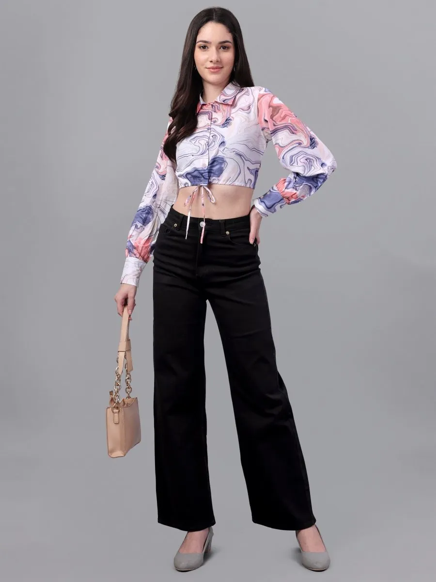 crop tops for Women western wear Marble Pink