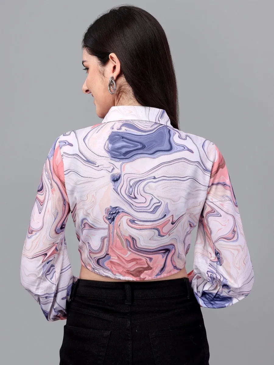 crop tops for Women western wear Marble Pink