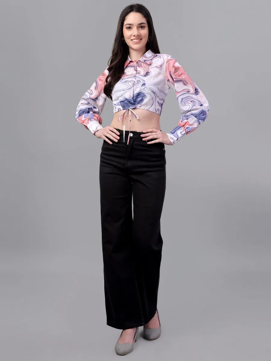 crop tops for Women western wear Marble Pink