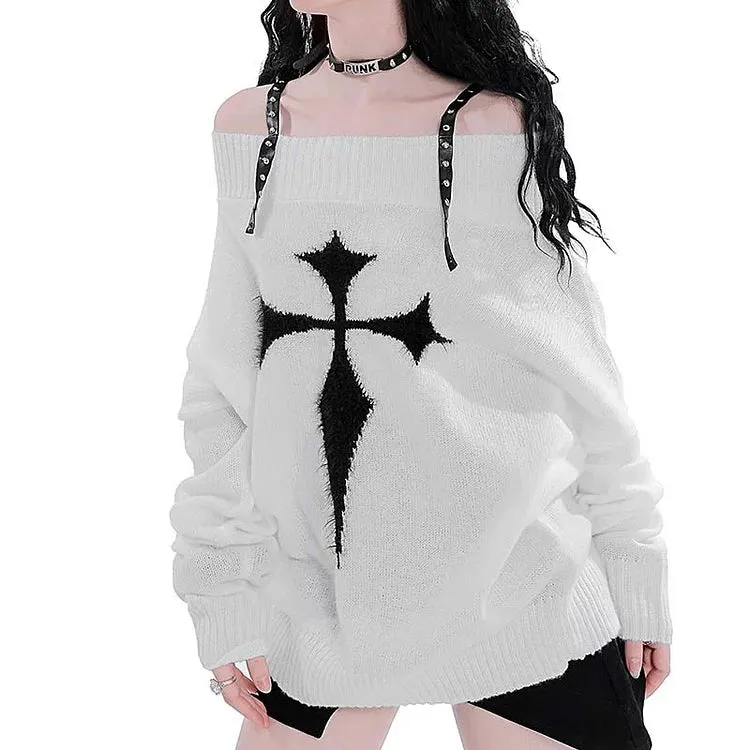 Cross Print Sweaterd Dress UB98563
