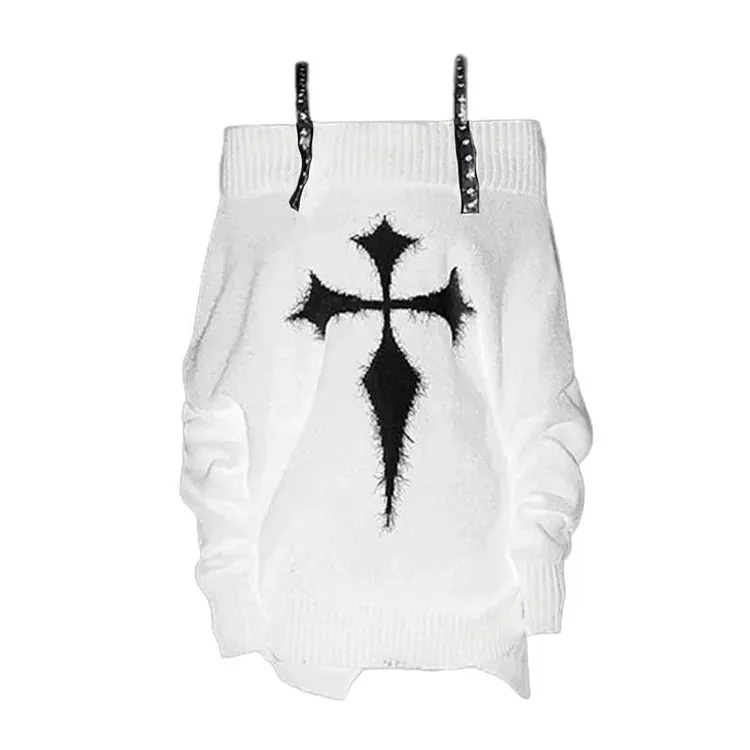 Cross Print Sweaterd Dress UB98563