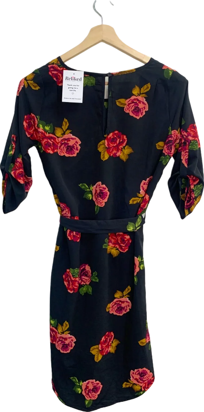 Dancing Leopard Navy Floral Print Dress UK S