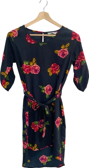Dancing Leopard Navy Floral Print Dress UK S