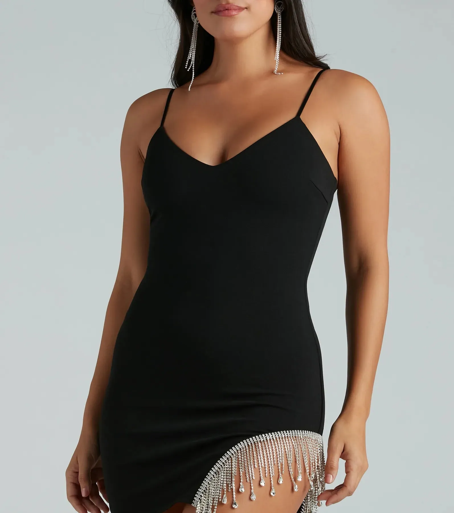 Dazzle Darling Rhinestone Trim Mini Dress