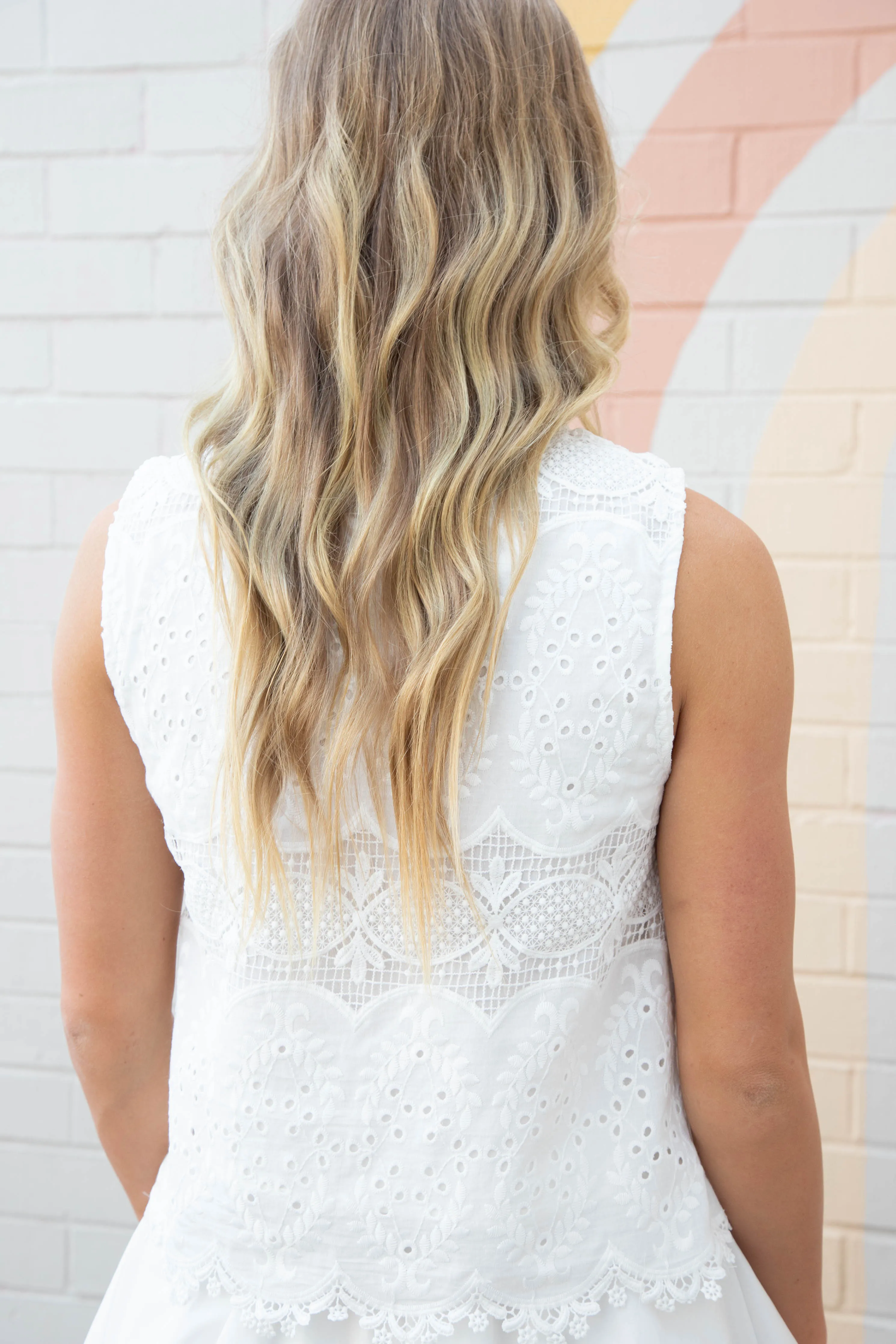 Demi Tie Front Embroidered Top, White