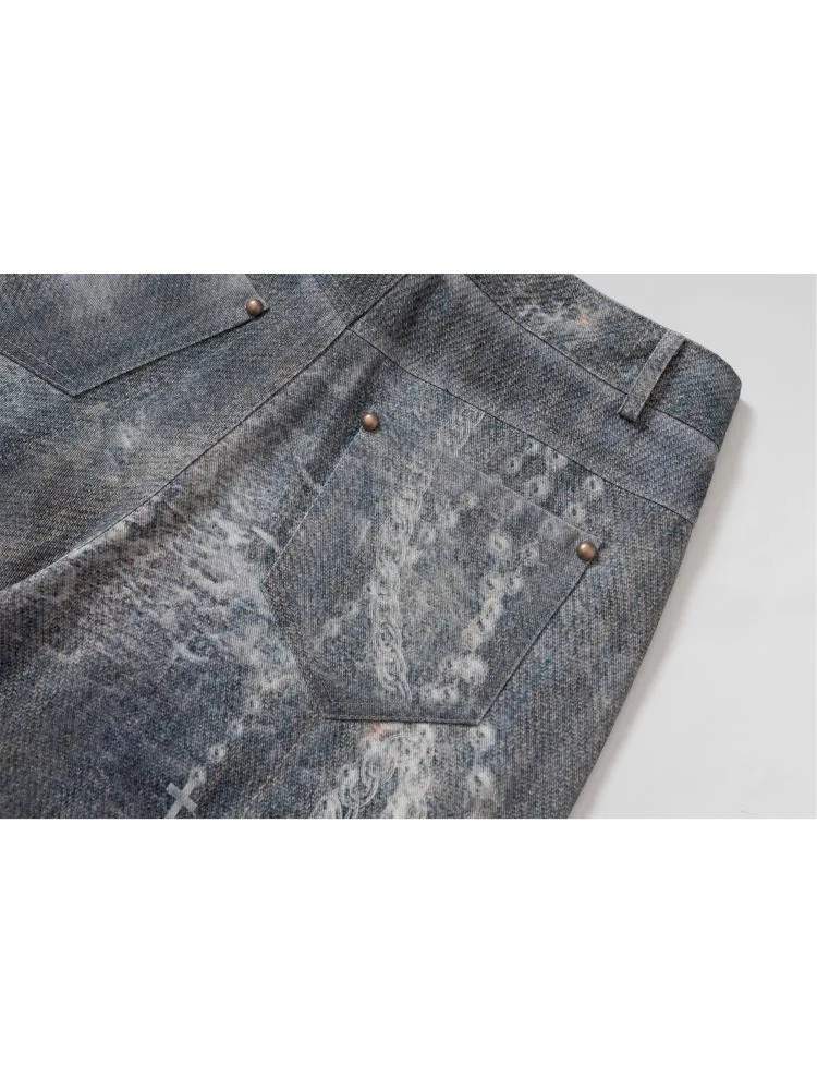Denim straight leg wide leg pants【s0000012320】