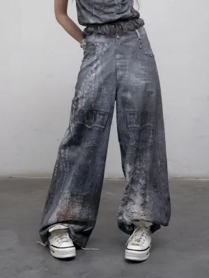 Denim straight leg wide leg pants【s0000012320】
