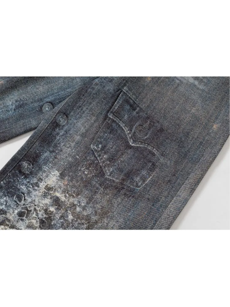 Denim straight leg wide leg pants【s0000012320】