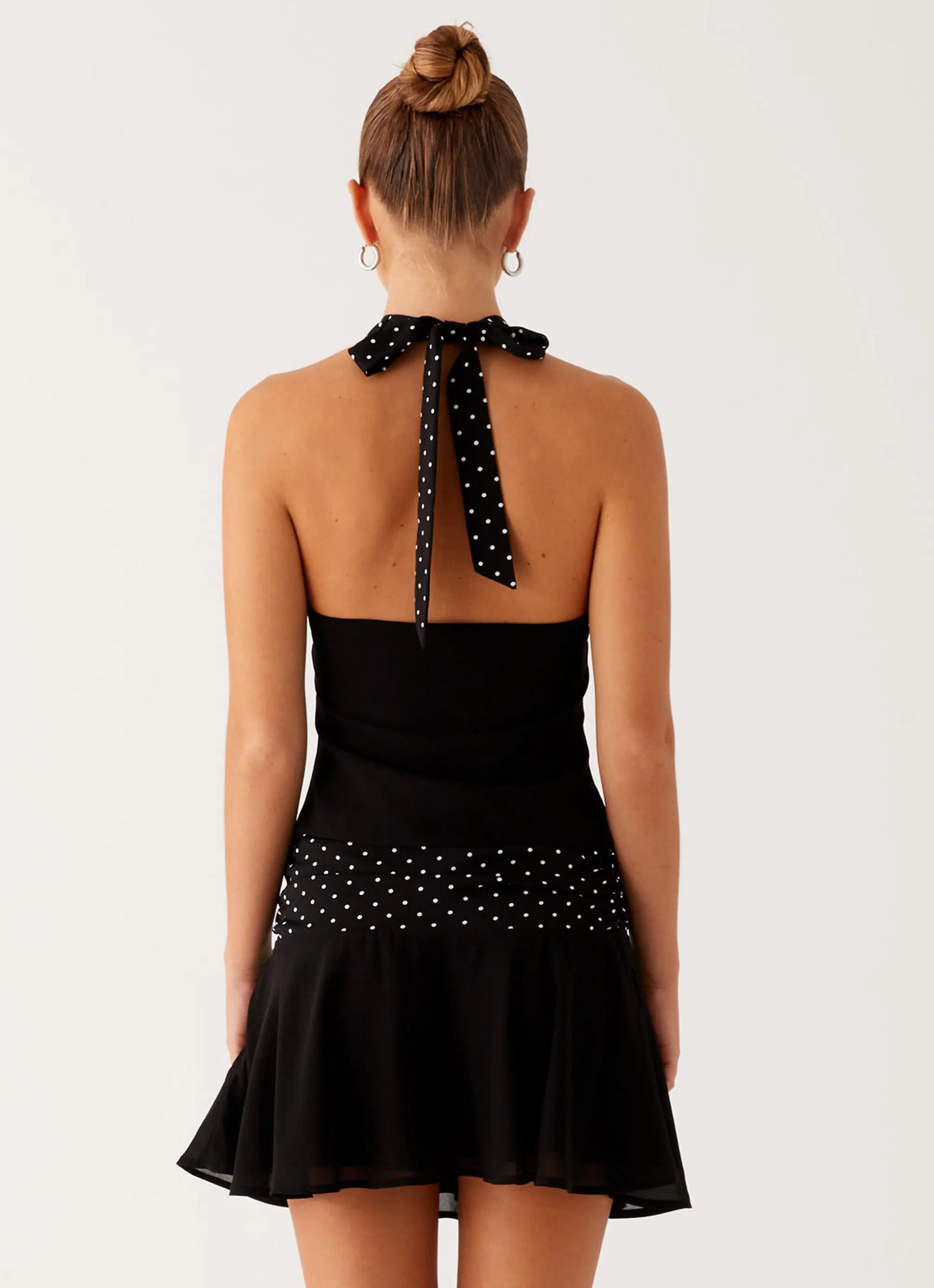Devoted Halterneck Top - Black Polka Dot