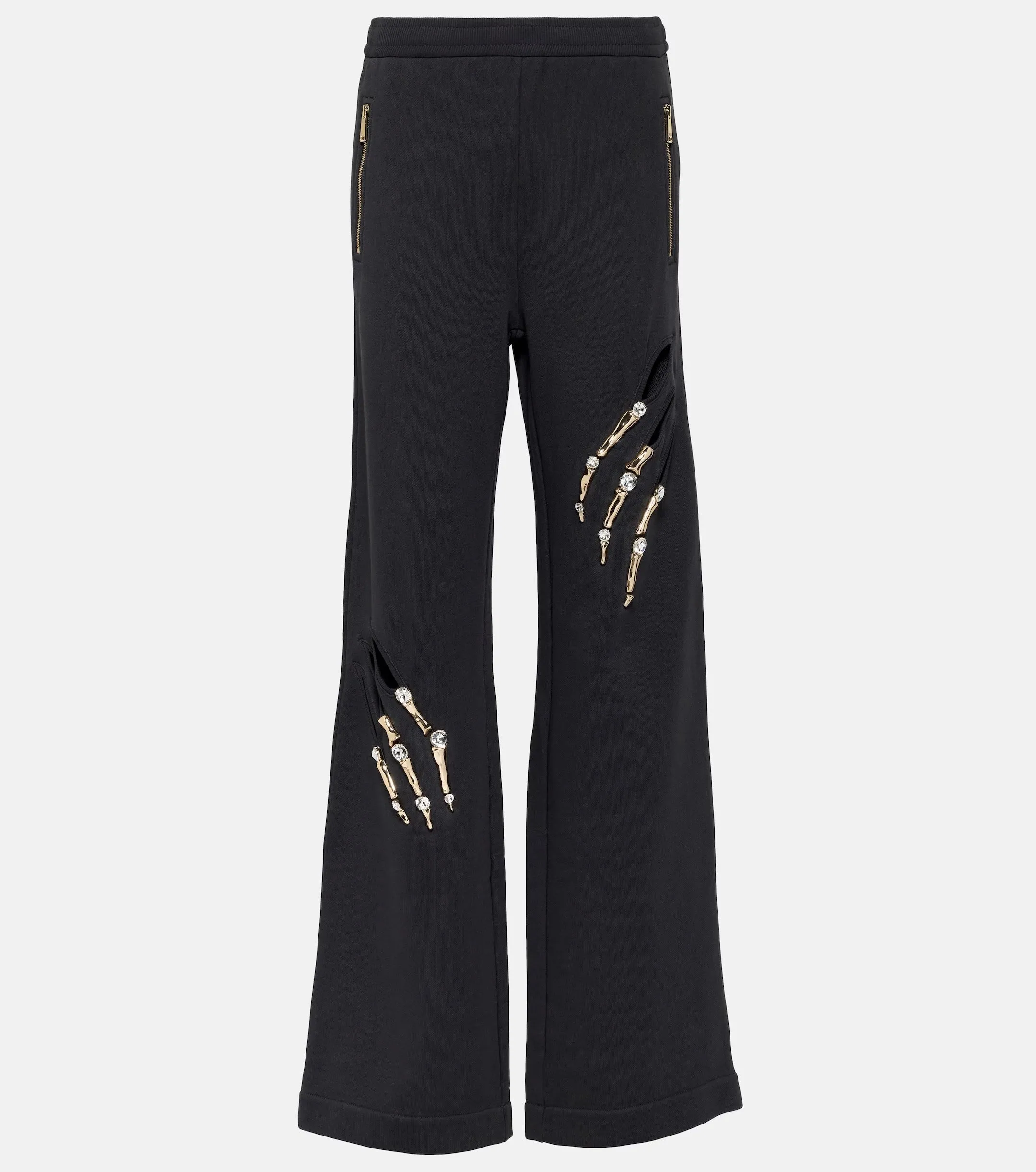 Diamonds Hollow Out Spliced Wide Leg Pants