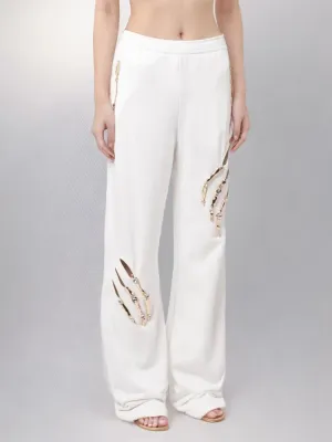Diamonds Hollow Out Spliced Wide Leg Pants