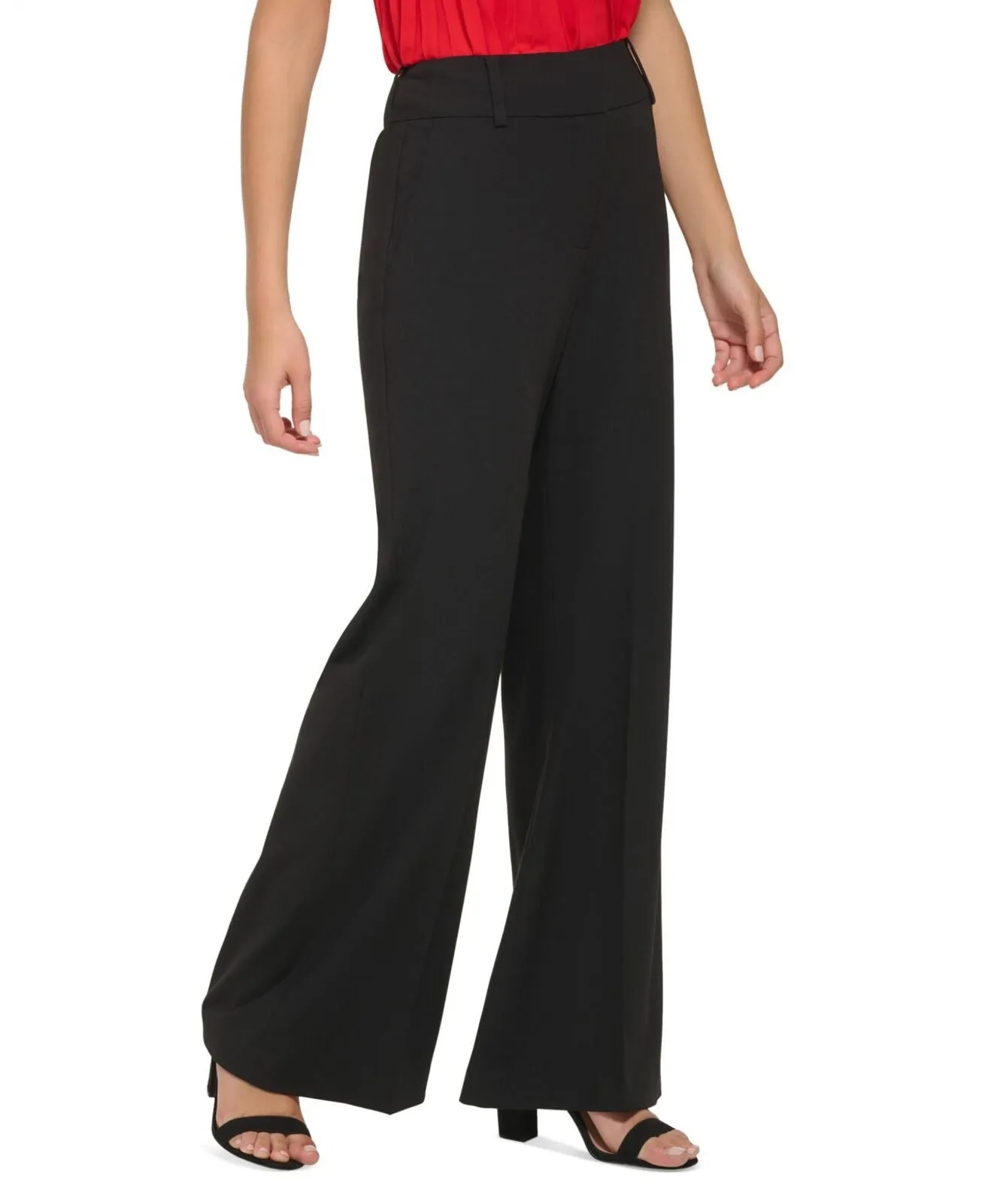 DKNY Women's High-Rise Wide-Leg Full-Length Pants UI2P7633